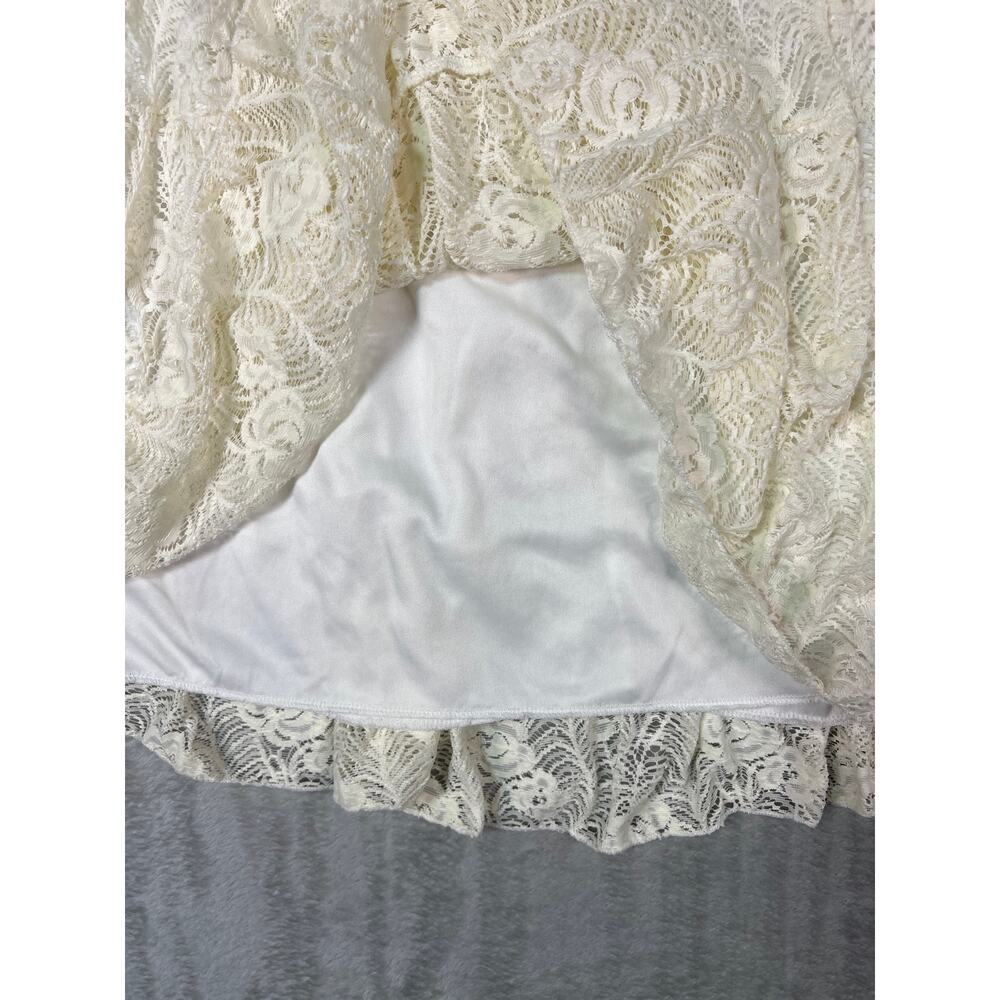 Lace Cream Mini Skirt 1X Cottagecore Boho Lined Stretch Light Weight Flowy - Picture 4 of 7